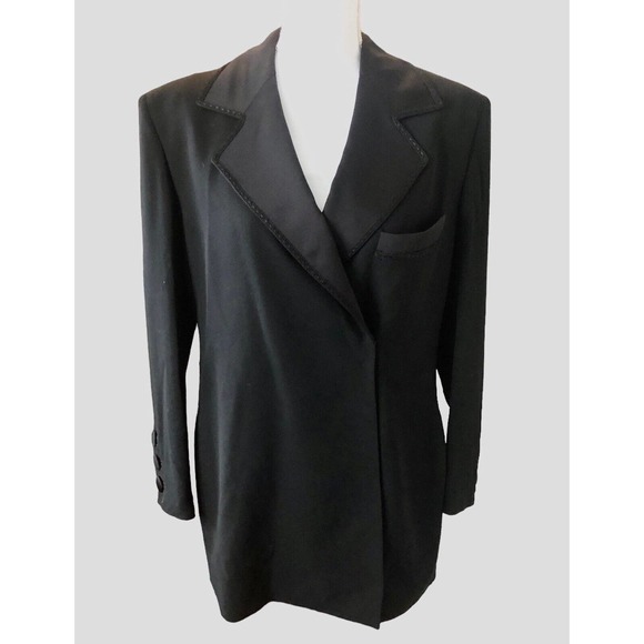 Vintage‎ St John Griffith Gray Black Wool Pocket Blazer Jacket Longline 8 NWT - Picture 3 of 15